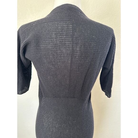 Eileen Fisher Sweater Dress S Wool Rib Knit Elbow Sleeve High-Low Tunic Black - Picture 5 of 9